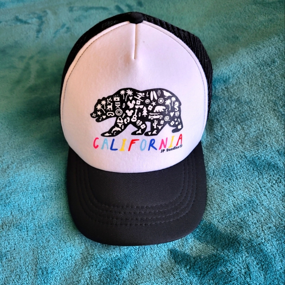 NEW JP Doodles California Flag State Kids Trucker Hat